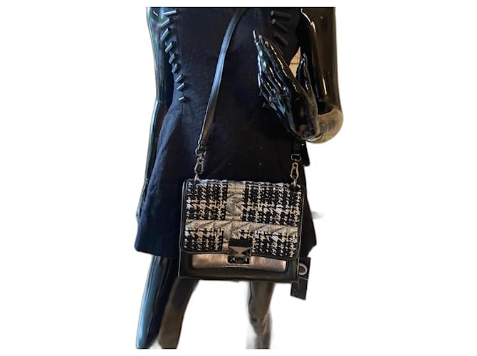 Karl Lagerfeld Handbags Black Grey Leather Wool  ref.1181667