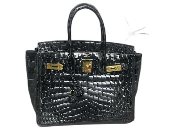 Hermès Birkin 30cm Crocodile Cuirs exotiques Noir  ref.1181775