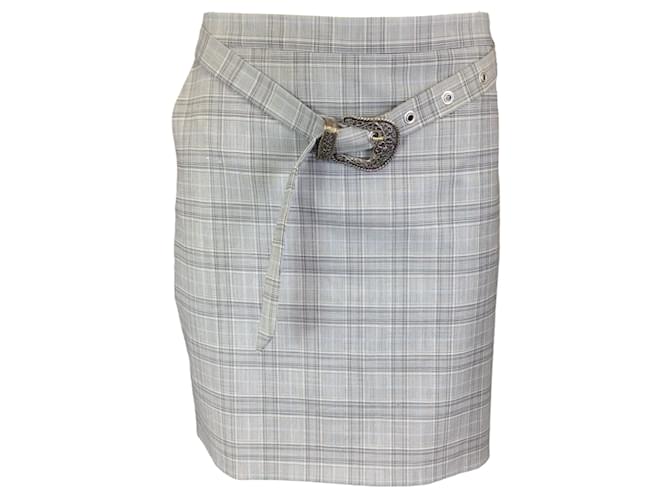 Autre Marque Magda Butrym Grey Plaid Lambswool Skirt  ref.1181873