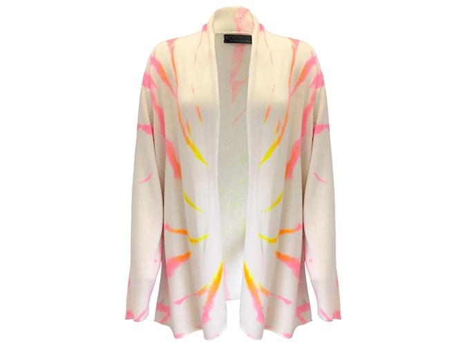 Autre Marque The Elder conditionsman Ivory / Pink Multi Open Front Silk Knit Cardigan Sweater Cream  ref.1181886