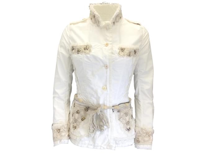 Autre Marque Ermanno Scervino White Embellished Technical Fabric Jacket Polyester  ref.1181891