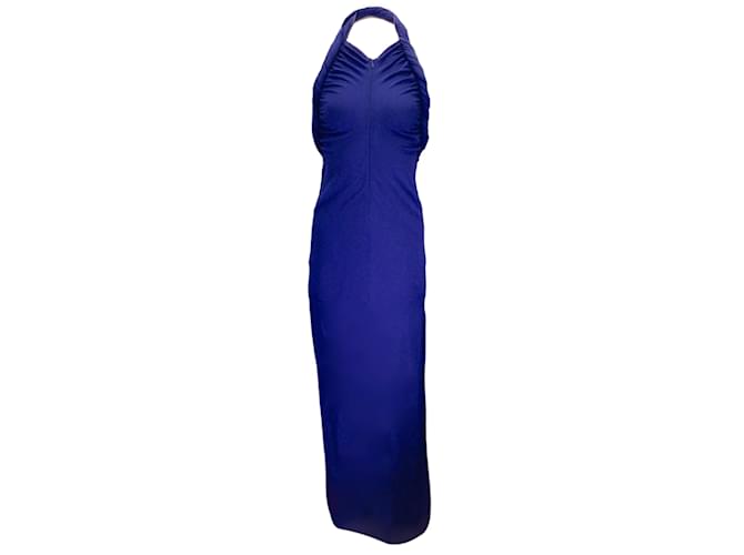 Autre Marque Proenza Schouler Cobalt Blue Twist-Front Crepe Jersey Sleeveless Halter Maxi Dress Viscose  ref.1181893