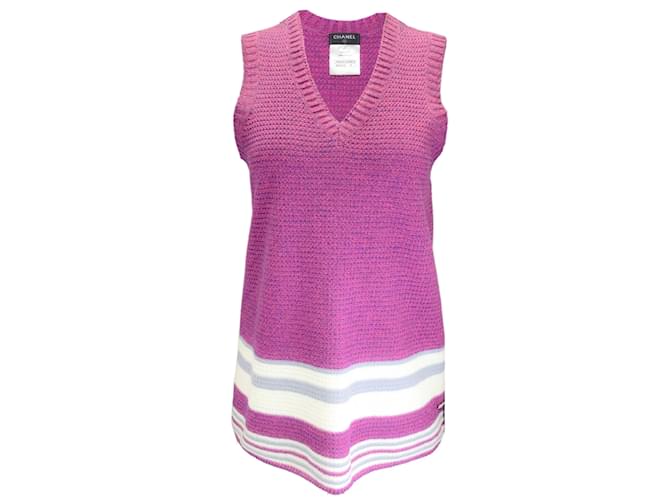 Autre Marque Chanel Pink / Purple Knit Tunic Top Cotton  ref.1181895