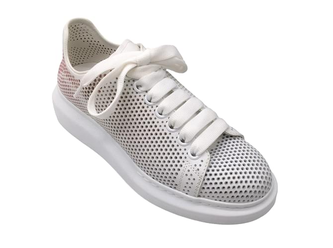 Autre Marque Alexander McQueen White / Red Larry Oversized Perforated Leather Low-Top Sneakers  ref.1181899