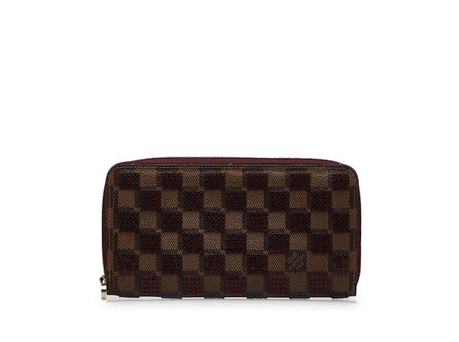 Brown Louis Vuitton Damier Ebene Paillettes Zippy Wallet Cloth  ref.1181998