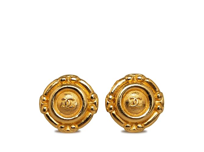 Gold Chanel CC Clip On Earrings Golden Gold-plated  ref.1182000