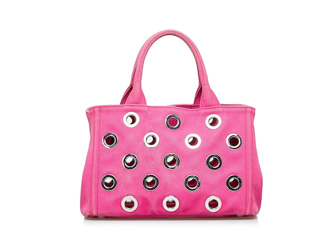 Bolso satchel rosa con ojales Canapa de Prada Lienzo  ref.1182008
