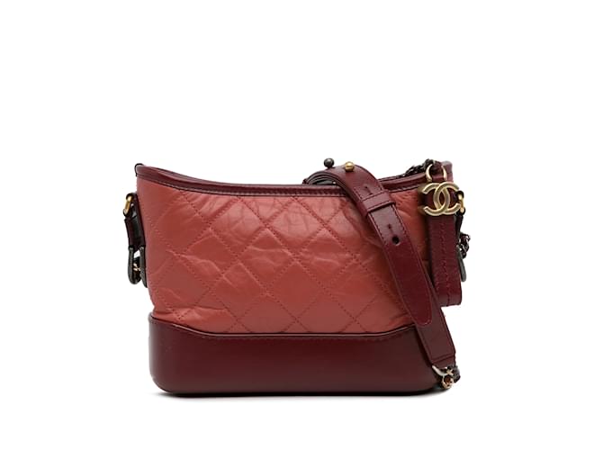 Red Chanel Small Lambskin Gabrielle Crossbody Bag Leather  ref.1182020