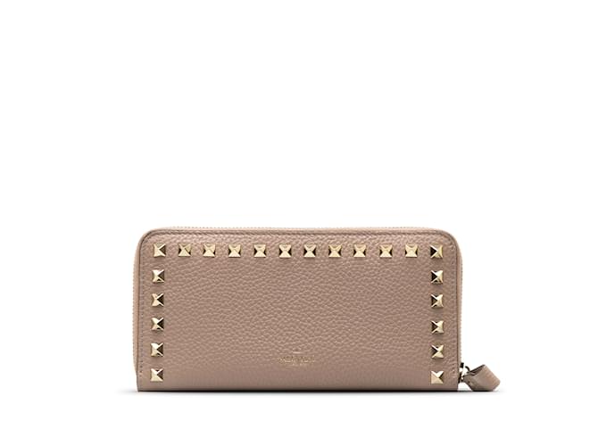 Pink Valentino Rockstud Zip Around Leather Long Wallet  ref.1182042
