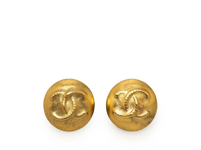 Gold Chanel CC Clip On Earrings Golden Gold-plated  ref.1182046