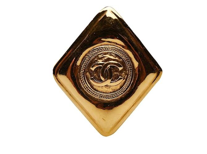 Broche Chanel CC Dourado Metal  ref.1182087
