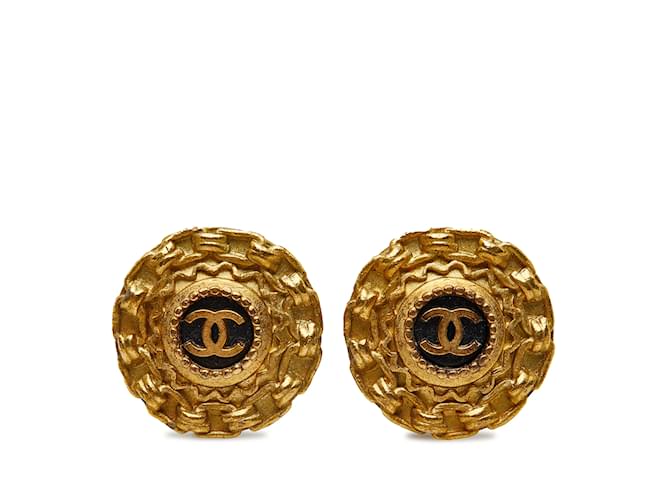 Gold Chanel CC Clip On Earrings Golden Gold-plated  ref.1182088