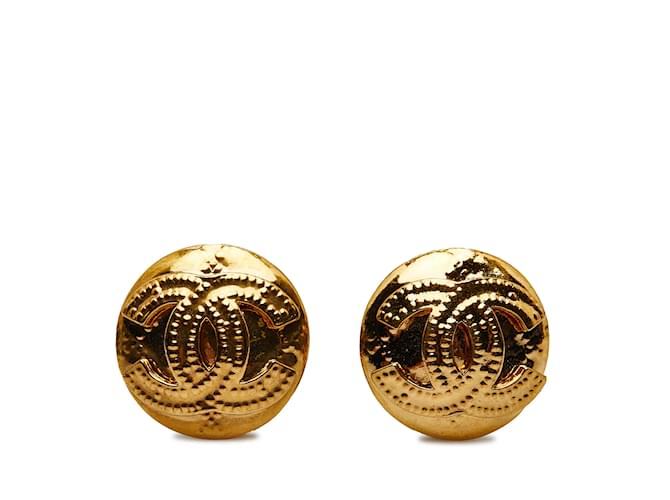 Gold Chanel CC Clip On Earrings Golden Gold-plated  ref.1182089