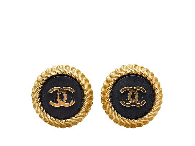 Gold Chanel CC Clip On Earrings Golden Gold-plated  ref.1182114