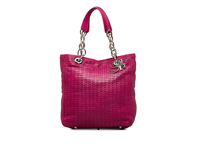 Rosafarbene Dior-Tragetasche aus gewebtem Leder von Lady Dior Pink  ref.1182120
