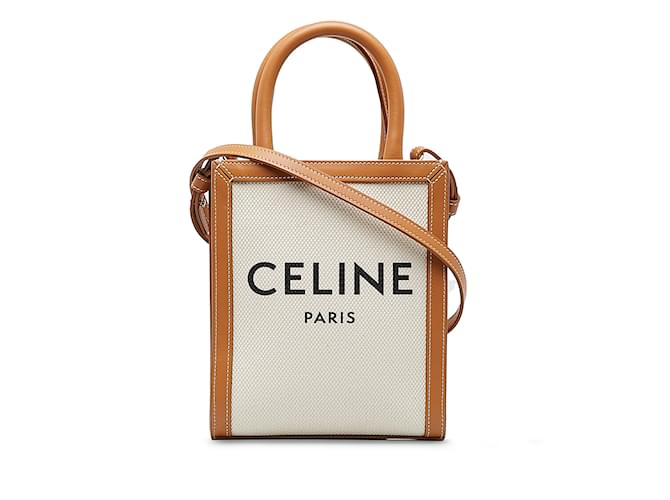 Céline White Celine Mini Vertical Cabas Satchel Leather  ref.1182128