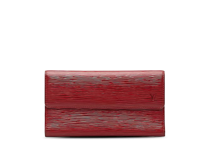 Portafoglio lungo rosso Louis Vuitton Epi Sarah Pelle  ref.1182130