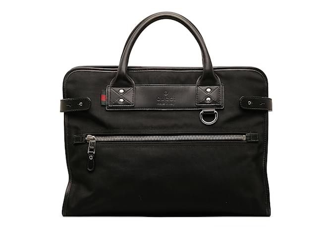 Black Gucci Web Nylon Business Bag Leather  ref.1182131