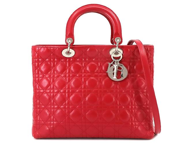 Dior Lady Dior Red Leather  ref.1182217