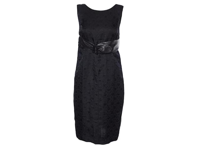 Chanel Dresses Black Leather Silk Viscose Polyamide  ref.1182355