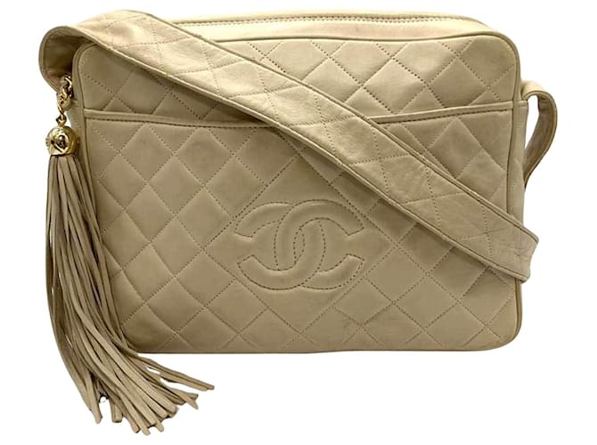 Chanel camera Beige Leather  ref.1182387