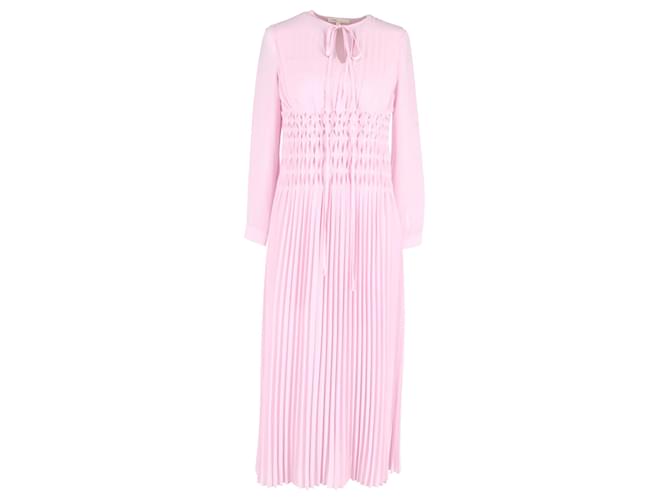 Maje Pleated Midi Dress in Pink Cotton  ref.1182698
