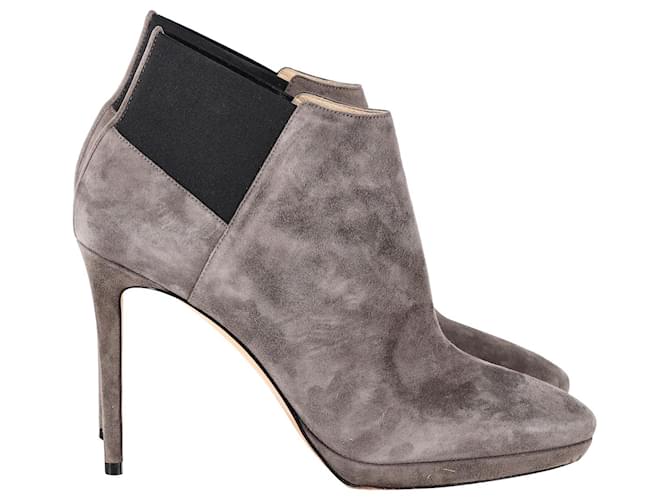Jimmy Choo Talula 100 Ankle Boots in Taupe Grey Suede  ref.1182701