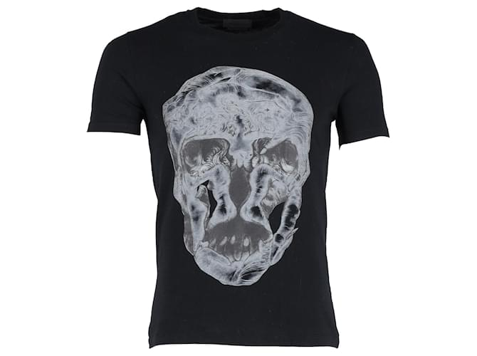 Alexander McQueen T-Shirt mit Totenkopf-Print aus schwarzer Baumwolle  ref.1182712