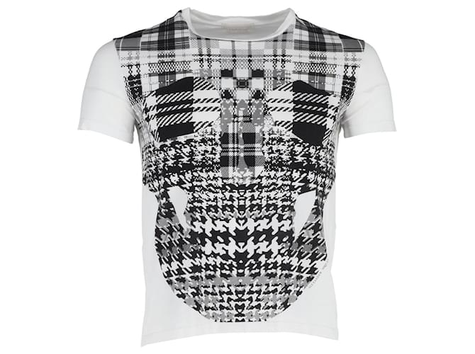 Alexander McQueen T-Shirt mit Totenkopf-Print aus weißer Baumwolle  ref.1182713