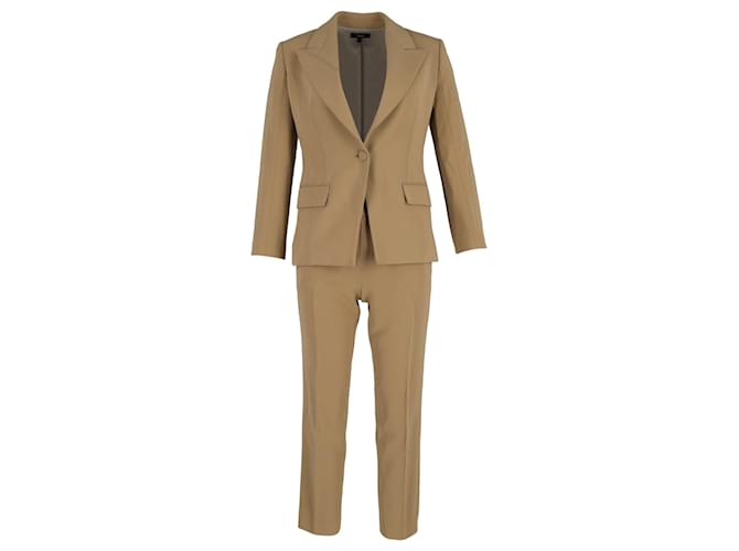 Ensemble costume blazer et pantalon Theory en coton beige Marron  ref.1182714