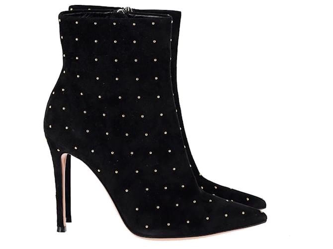 Gianvito Rossi Studded Pointed Toe Ankle Boots in Black Suede  ref.1182724