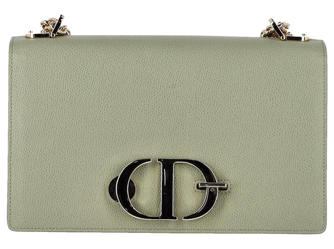 DIOR 30 Montaigne Chain Flap Bag in Green Leather  ref.1182730