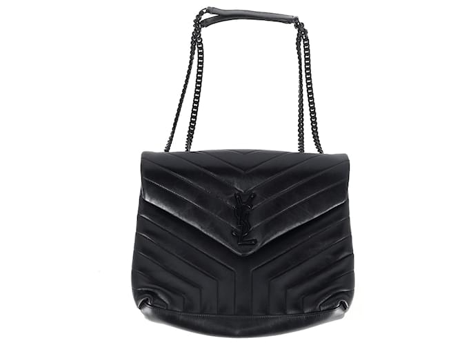 Gesteppte mittelgroße Loulou-Tasche von Saint Laurent aus schwarzem Leder  ref.1182731