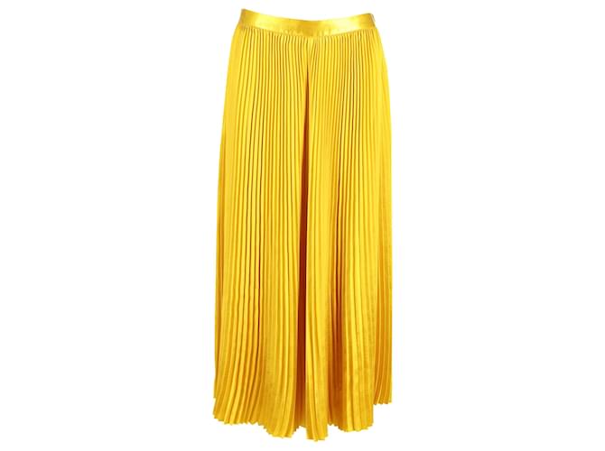 Ulla Johnson Rami Pleated Midi Skirt in Yellow Gold Polyester Golden  ref.1182743