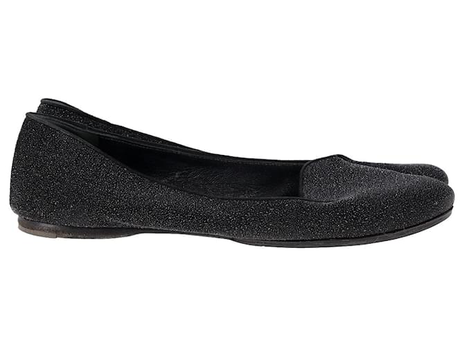 Zapatos planos brillantes de Saint Laurent en purpurina negra Negro  ref.1182748