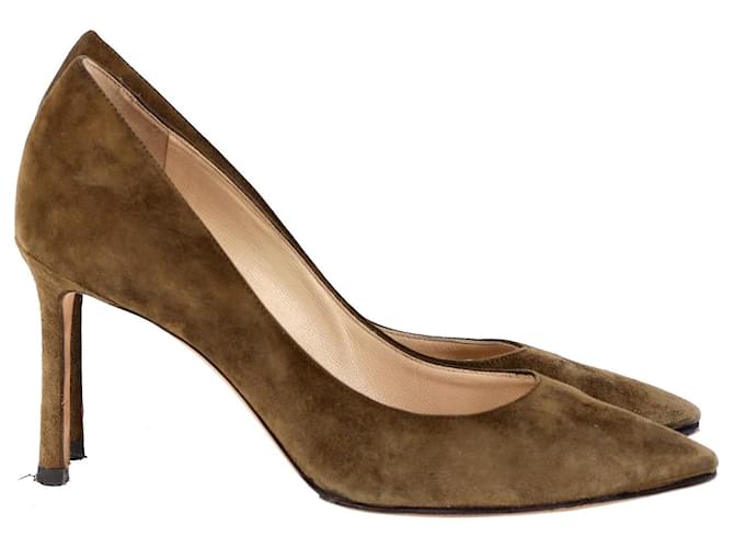 Jimmy Choo Love Pumps in Olive Suede Green Olive green  ref.1182753