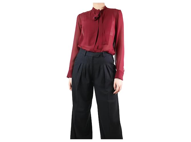 Christian Dior Burgundy silk neck-tie blouse - size UK 8 Dark red  ref.1182793