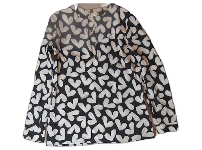 Saint Laurent blouse Black Cream Silk  ref.1182818