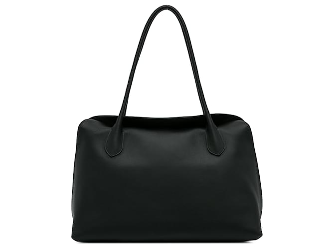 The Row Black Gabriel Fold Over Tote Bag Leather Pony style