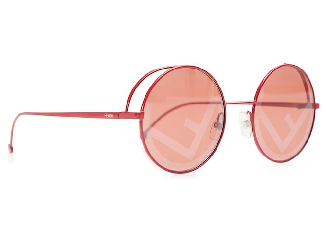 Fendi Red Round Tinted Sunglasses Plastic Resin  ref.1182879