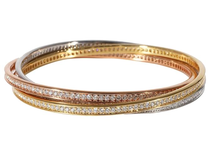 Cartier Trinity Diamond Bracelet in 18K 3 Tone Gold 8 ctw Golden Metallic White gold Metal  ref.1182952
