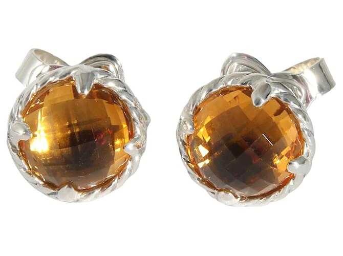 David Yurman Chatelaine Citrine Earrings in Sterling Silver Silvery Metallic Metal  ref.1182957