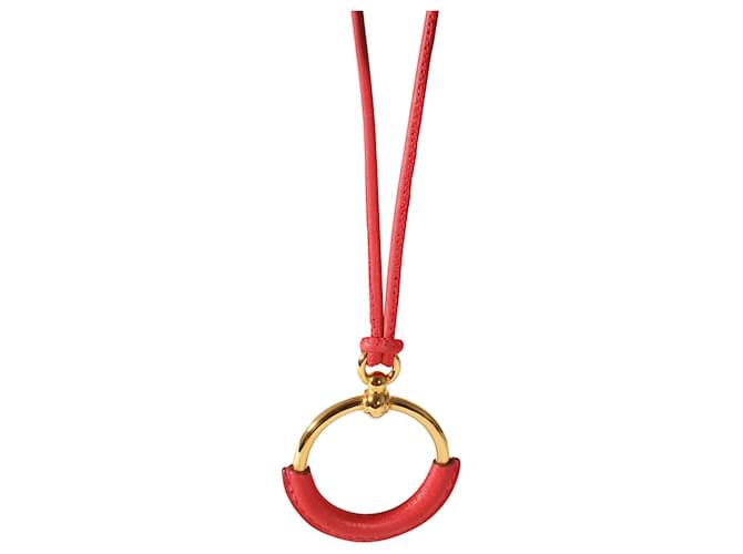 Colgante Hermès Petite Loop de cuero chapado en oro Metálico  ref.1182968