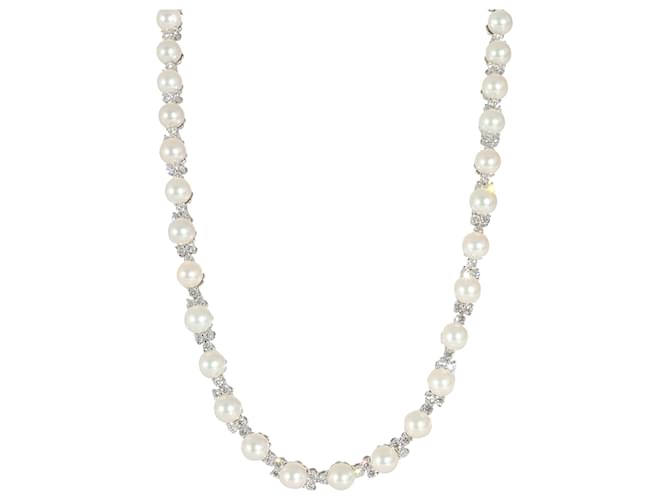 TIFFANY & CO. Aria Trio-Halskette mit Perlen und Diamanten aus Platin 4.91 ctw Silber Metallisch Metall  ref.1182983