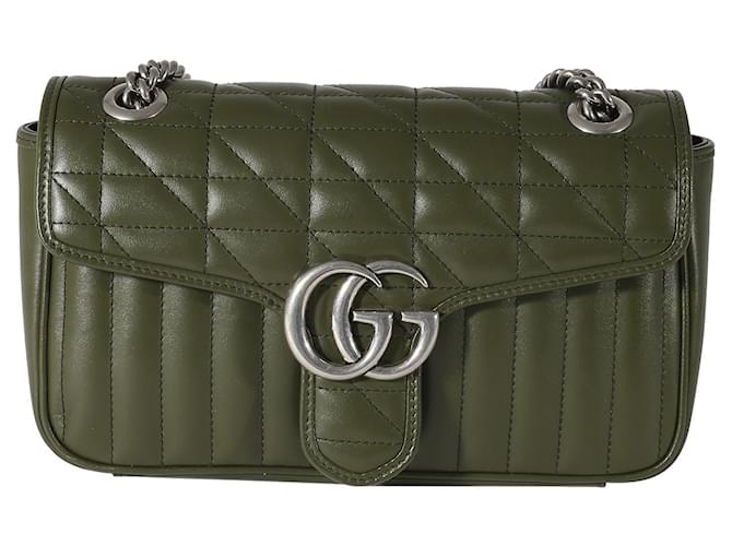 Gucci Petit sac Marmont Aria GG en cuir de veau vert forêt  ref.1182984