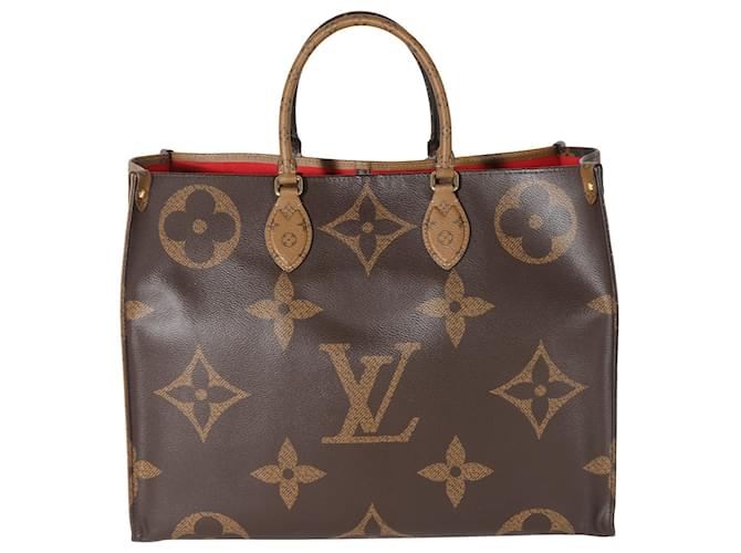 Tela con monogramma gigante Reverse Louis Vuitton OnTheGo GM Marrone  ref.1182990