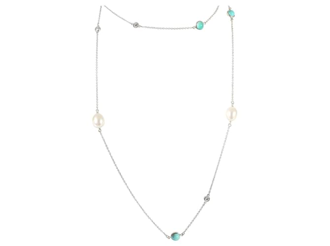 TIFFANY & CO. Elsa Peretti Color by the Yard Sprinkle-Halskette in Silber 0.2 ctw Metallisch Geld Metall  ref.1183000