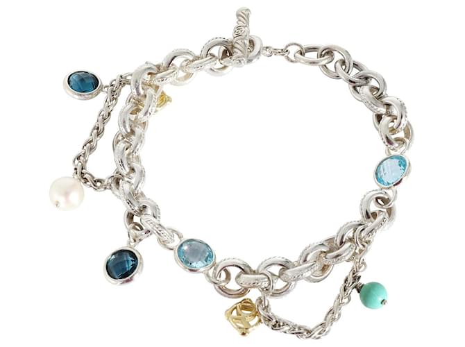 David Yurman Old World Charm Bracelet in Sterling Silver with a Toggle Clasp Silvery Metallic Metal  ref.1183024