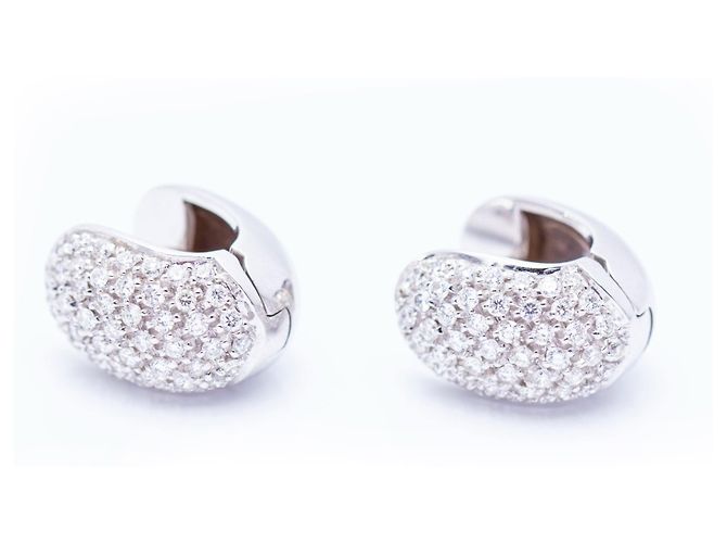Autre Marque Pendientes de Oro Blanco y Diamantes Pavé