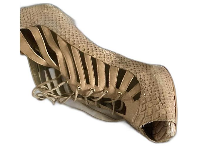 Dior Sandaletten mit Absatz aus Leder und Python Beige